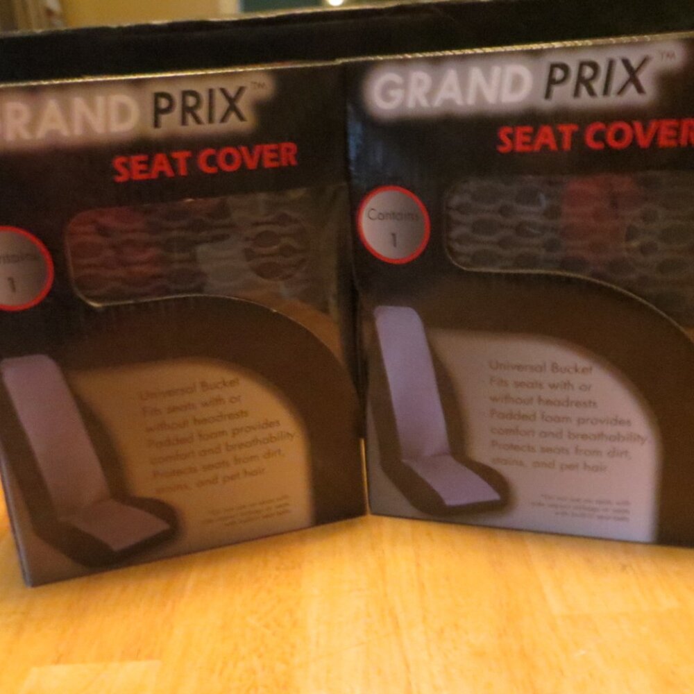 Set of 2 Gran Prix Bucket Seat Covers, Gray/Black
